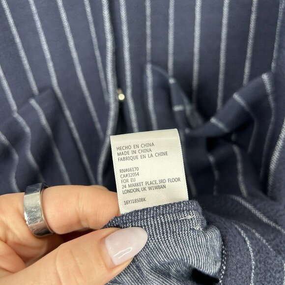 Harlyn Anthro Womens Jacket Extra Small Blue Pinstripe Longline Blazer Cardigan - Picture 14 of 16